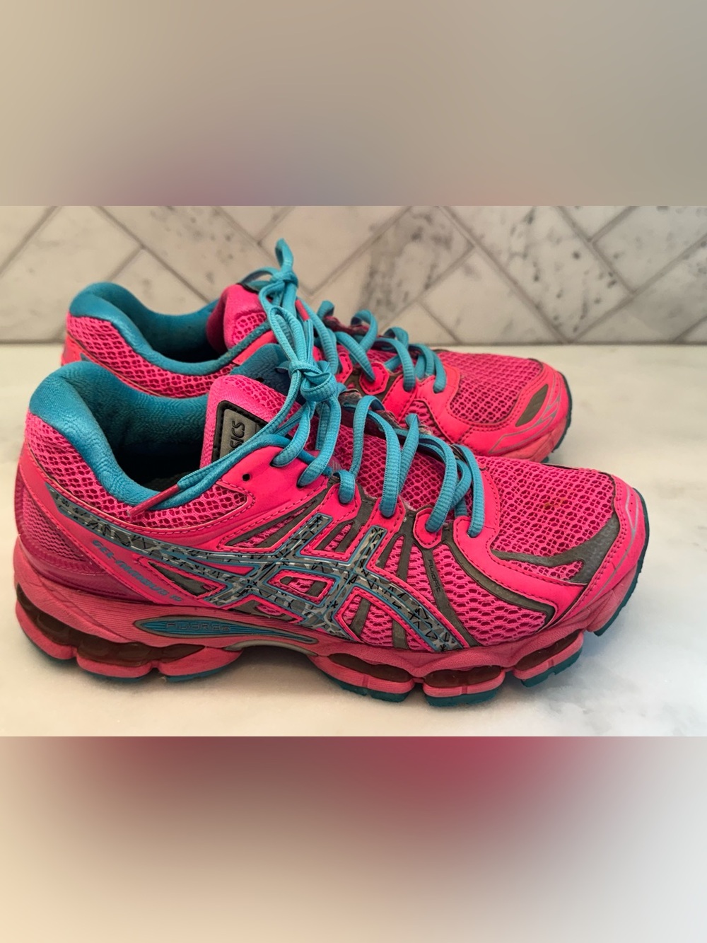 ASICS Pink and blue Women's Running Shoes 7.5